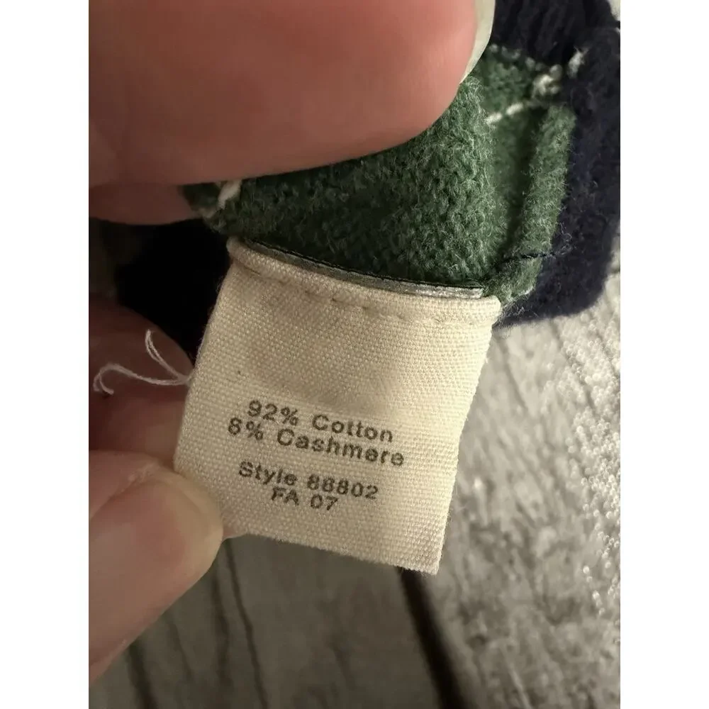 Men’s J. Crew Argyle Sweater Cashmere Blend Navy/Green/Tan Long Sleeve Sz Small